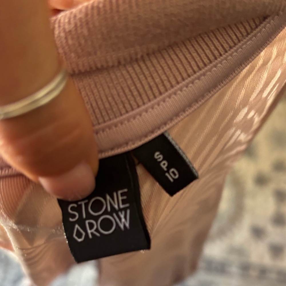 Stone row/volcolm Pink Sheer Leaf Pattern Bomber Jacket/oversized - Picture 3 of 5